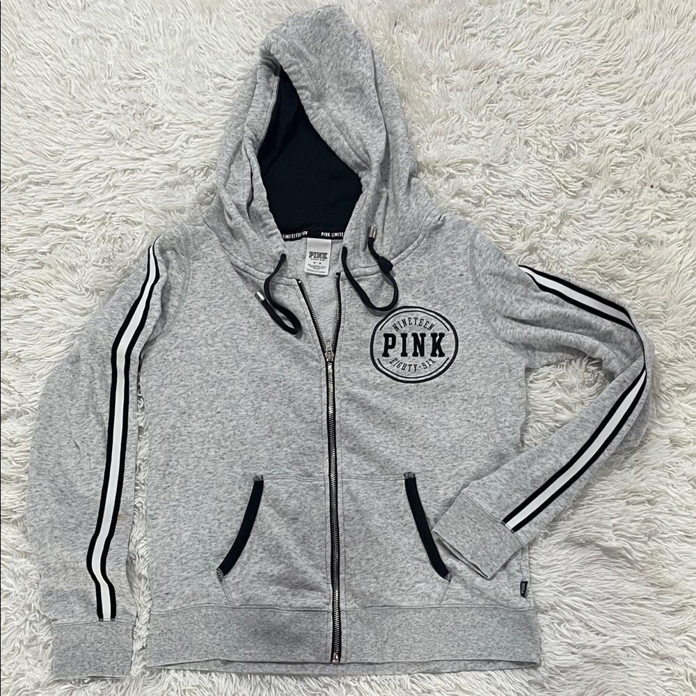 Victoria's Secret PINK Light Gray Hoodie with Black Accents
